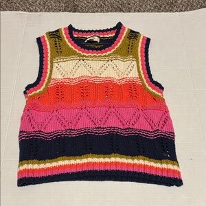 entro Multicolor Knit Sleeveless Sweater Vest - Navy, Pink, Coral, Olive, Cream